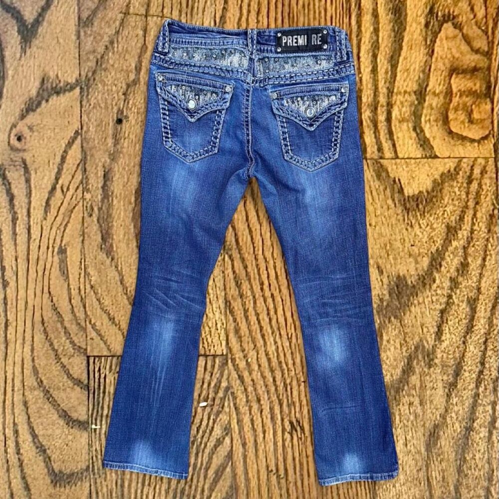 Y2K Premier Rhinestoned / Sequined Embroidered Jeans by Rue 21